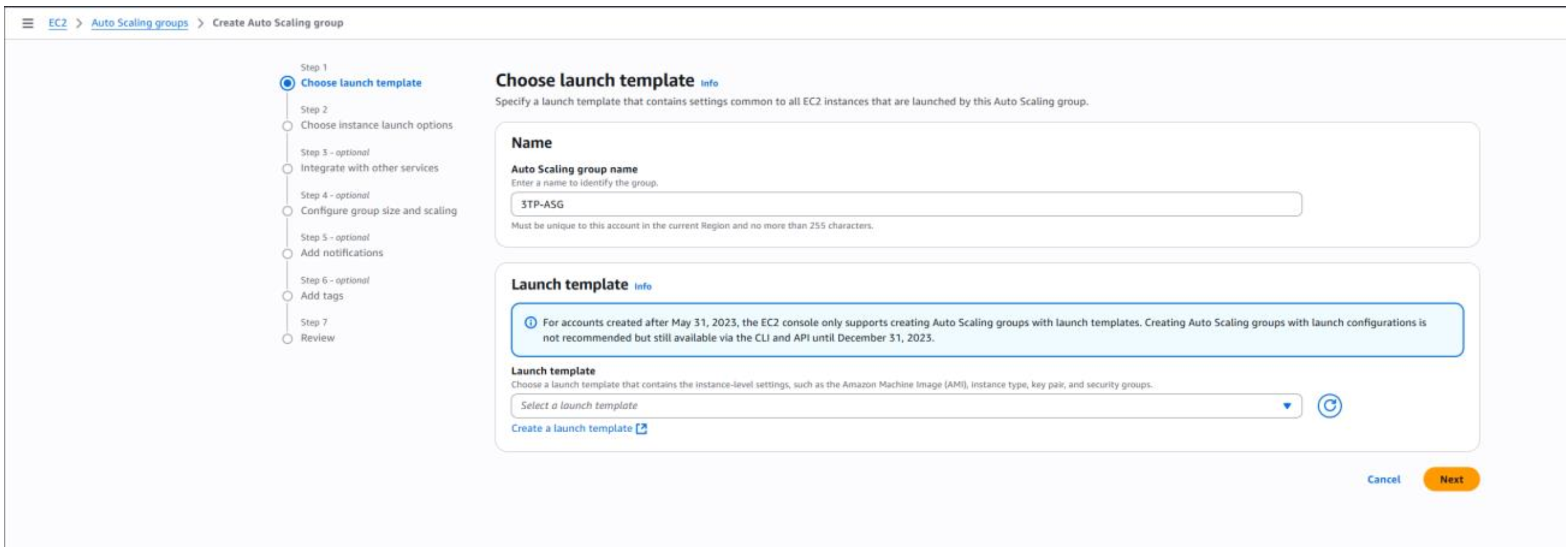 Create Auto Scaling Group