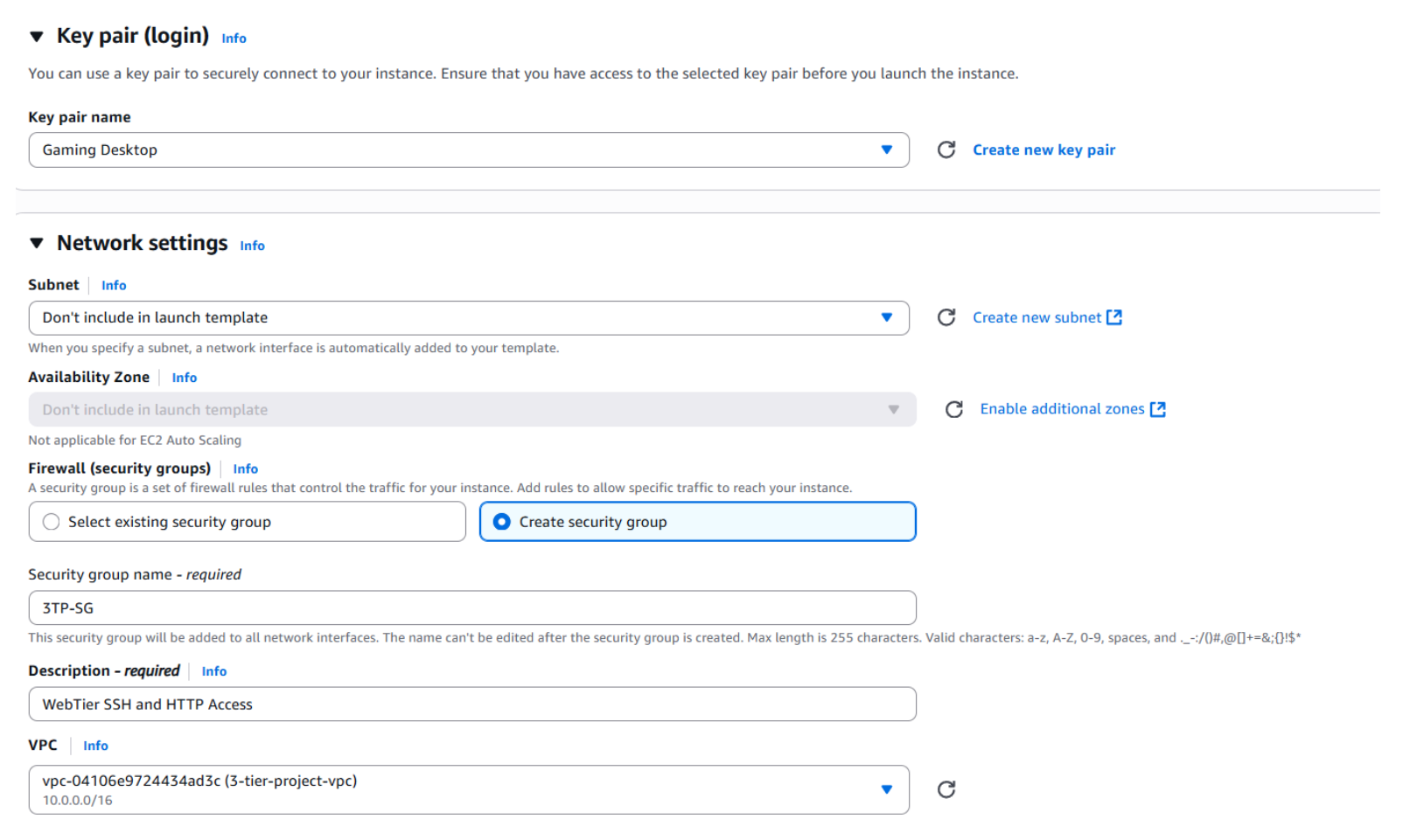 Key pair & Security Group