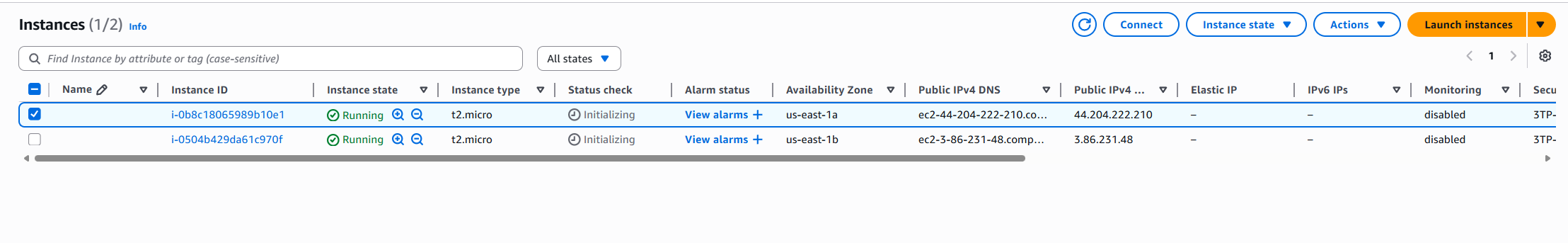 EC2 Instances running